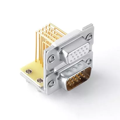 15 Pin Cổng kép Góc phải Đầu nối phụ D